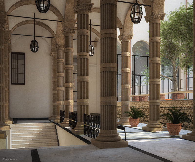 Ricostruzione tridimensionale della facciata del Palazzo Viceregio di Cagliari